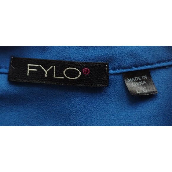 Fylo Top Womens Large Button Up Tab Sleeves Pockets Shoulder Tabs Office - Picture 3 of 16